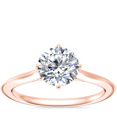 Knife Edge Solitaire Engagement Ring in 14k Rose Gold
